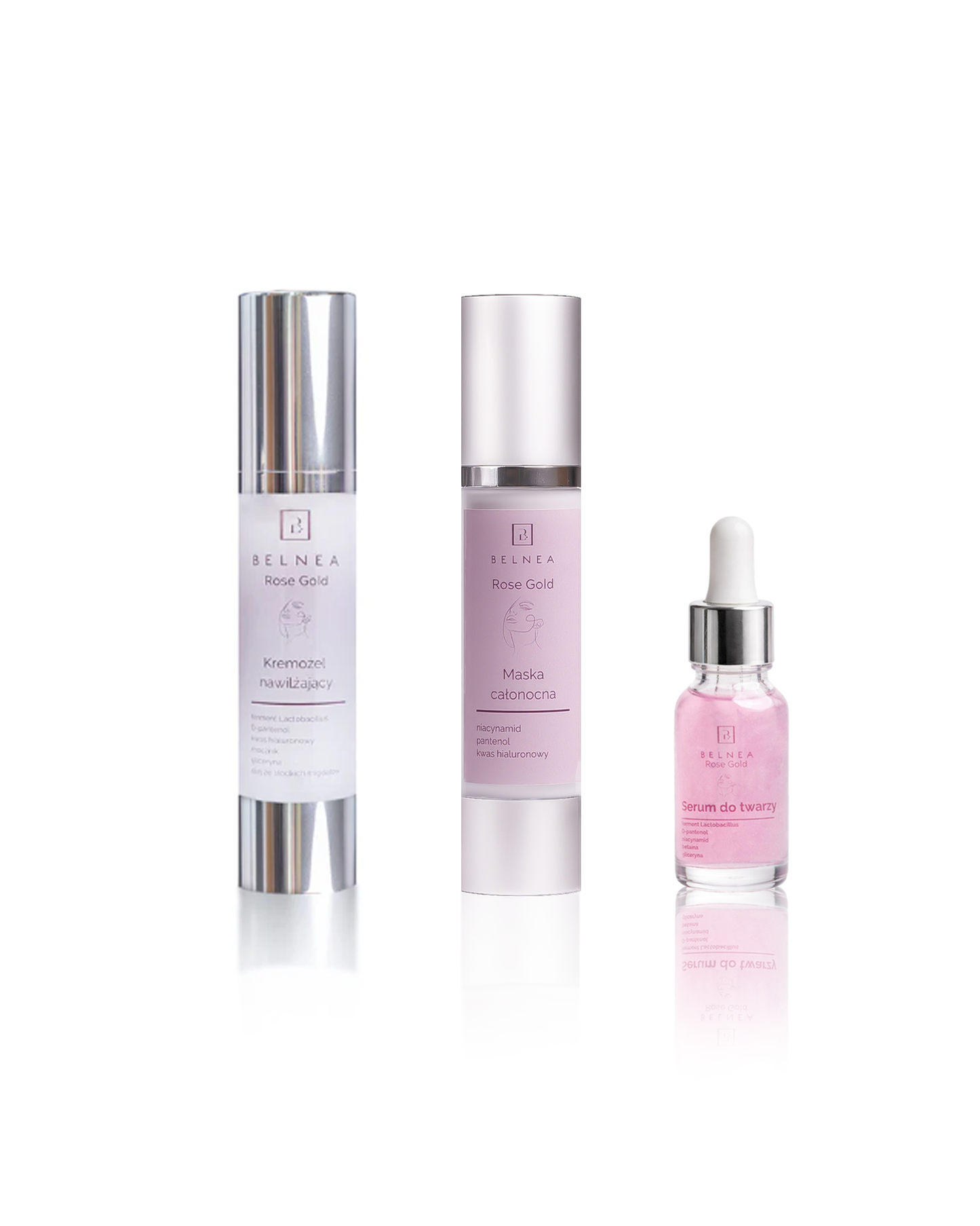 Premium Rose - Kremożel i serum Rose Gold + maska całonocna